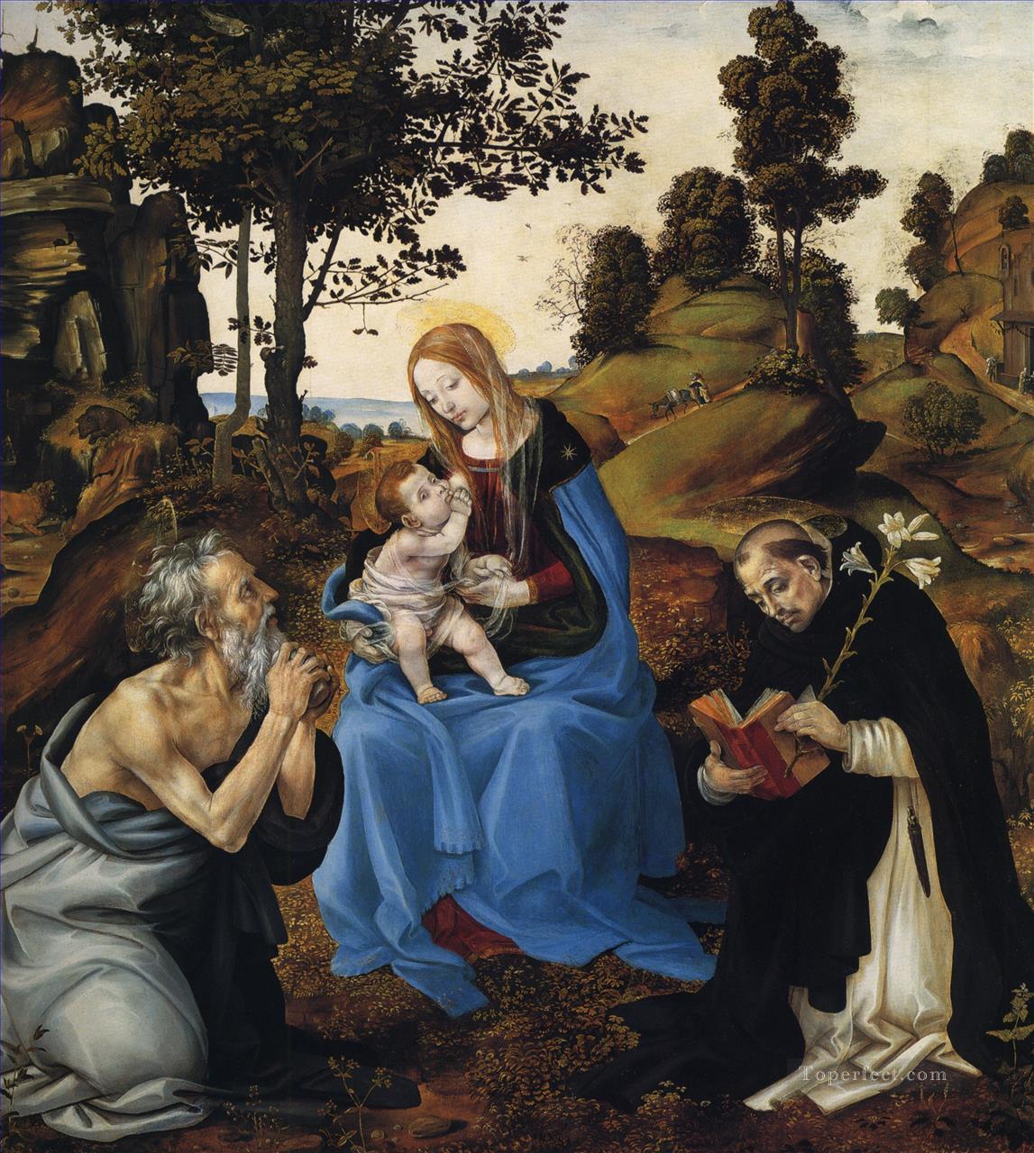 La Virgen y el Niño con San Jerónimo y Domingo Christian Filippino Lippi Pintura al óleo